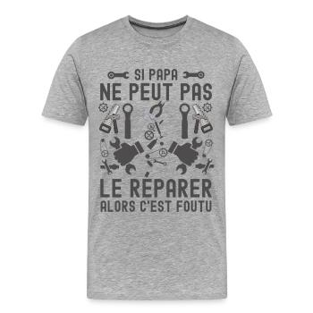 Papa parfait bricoleur - T-shirt bio Premium Homme - gris chiné - Devant - Damien (186cm)