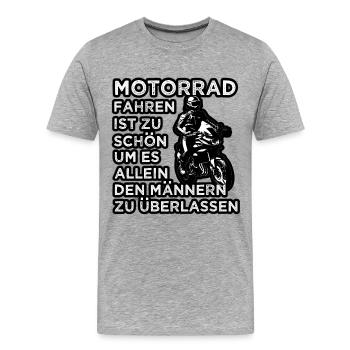Motorrad Motorradfahrerin Bikerin Biker - Männer Premium Bio T-Shirt - Grau meliert - Vorne - Damien (186cm)
