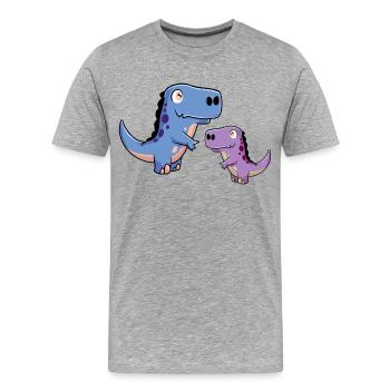 Dinosaurus Dino Uhrzeit Steinzeit Kinder Baby Kind - Männer Premium Bio T-Shirt - Grau meliert - Vorne - Damien (186cm)