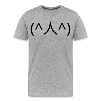 Émotique (^人^) de supplication merci Kaomoji - T-shirt bio Premium Homme - gris chiné - Devant - Damien (186cm)