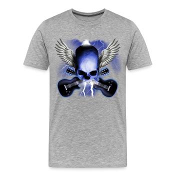 skull_and_wings_and_guitars - Men's Premium Organic T-Shirt - heather grey - Front - Damien (186cm)