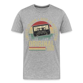 1990 Jahrgang Vintage 1990 Geburtstag 1990 Retro - Männer Premium Bio T-Shirt - Grau meliert - Vorne - Damien (186cm)