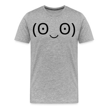 Émoticône stupéfait (ʘ‿ʘ) grands yeux - T-shirt bio Premium Homme - gris chiné - Devant - Damien (186cm)