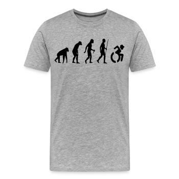 Evolution Rollstuhl. Die Rollstuhl-Evolution * - Männer Premium Bio T-Shirt - Grau meliert - Vorne - Damien (186cm)
