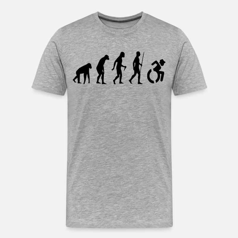 Evolution Rollstuhl. Die Rollstuhl-Evolution * - Männer Premium Bio T-Shirt - Grau meliert