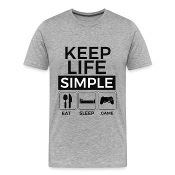 Lecteur, Console - T-shirt bio Premium Homme - gris chiné - Devant - Damien (186cm)