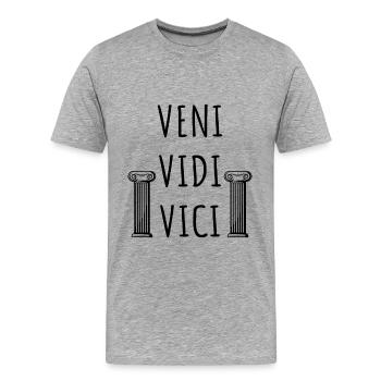 Veni Vidi Vici, Empire romain - T-shirt bio Premium Homme - gris chiné - Devant - Damien (186cm)