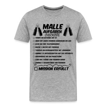 Malle Aufgaben Checkliste Malleurlaub Mallorca - Männer Premium Bio T-Shirt - Grau meliert - Vorne - Damien (186cm)