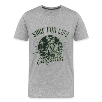 Surfing - Men's Premium Organic T-Shirt - heather grey - Front - Damien (186cm)
