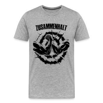 zusammenhalt mit Bizeps - Männer Premium Bio T-Shirt - Grau meliert - Vorne - Damien (186cm)
