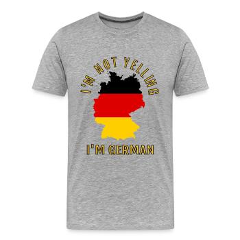 Ich schreie nicht, ich bin Deutsch-Deutsch-Deutsche - Männer Premium Bio T-Shirt - Grau meliert - Vorne - Damien (186cm)