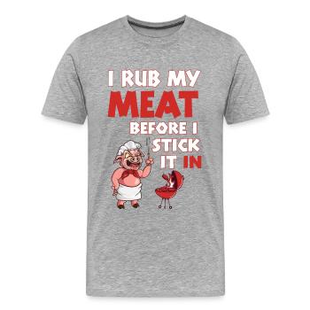 Lustiger versauter Grill Spruch Männer Grillen - Männer Premium Bio T-Shirt - Grau meliert - Vorne - Damien (186cm)