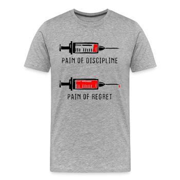Douleur de la discipline Regret Discipline Fitness Succès - T-shirt bio Premium Homme - gris chiné - Devant - Damien (186cm)