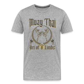 Muay Thai Kickboxing - Men's Premium Organic T-Shirt - heather grey - Front - Damien (186cm)