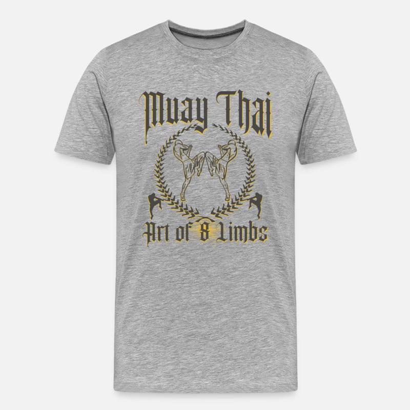Muay Thai Kickboxen - Männer Premium Bio T-Shirt - Grau meliert