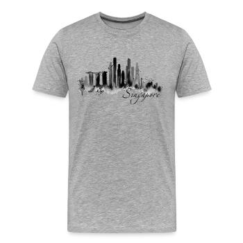 Singapore Skyline Silhouette Asia I Love Singapore - Men's Premium Organic T-Shirt - heather grey - Front - Damien (186cm)