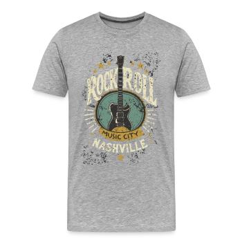 Nashville Rock & Roll Music City Musik Geschenk - Männer Premium Bio T-Shirt - Grau meliert - Vorne - Damien (186cm)