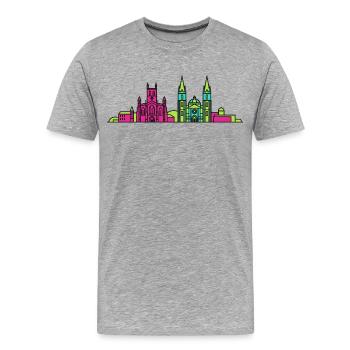 Paisley City Skyline Abbey Modern Line Art - Men's Premium Organic T-Shirt - heather grey - Front - Damien (186cm)