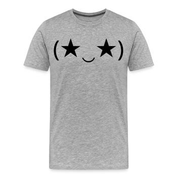 Émote Œil d’Étoile (★‿★) inspire - T-shirt bio Premium Homme - gris chiné - Devant - Damien (186cm)