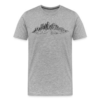 Silhouette en dentelle Odle | Pics des Dolomites - T-shirt bio Premium Homme - gris chiné - Devant - Damien (186cm)