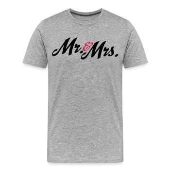hochzeit - Männer Premium Bio T-Shirt - Grau meliert - Vorne - Damien (186cm)