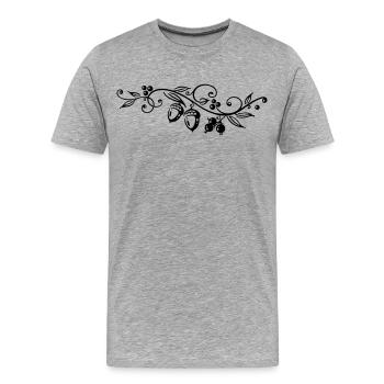 Vrille avec des glands, des feuilles de chêne - T-shirt bio Premium Homme - gris chiné - Devant - Damien (186cm)