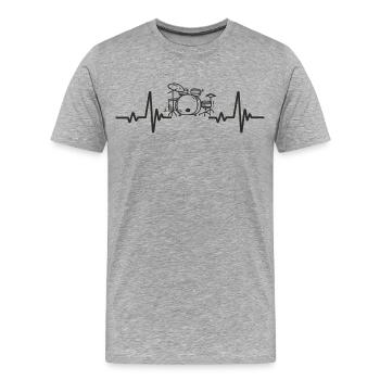 Schlagzeug Rhythmus-Musik-Instrument Trommler Herz - Männer Premium Bio T-Shirt - Grau meliert - Vorne - Damien (186cm)