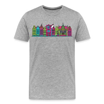 Gdaziger Stadtschirm Neptun-Brunnen-Kunst - Männer Premium Bio T-Shirt - Grau meliert - Vorne - Damien (186cm)