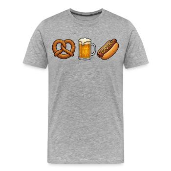 Chope de bière de bretzel Bratwurst Festival folklorique Bratwurst Remplacement des costumes traditionnels - T-shirt bio Premium Homme - gris chiné - Devant - Damien (186cm)