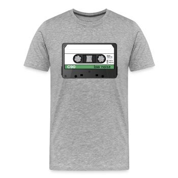 Kassette mit Platz zur Beschriftung - Männer Premium Bio T-Shirt - Grau meliert - Vorne - Damien (186cm)