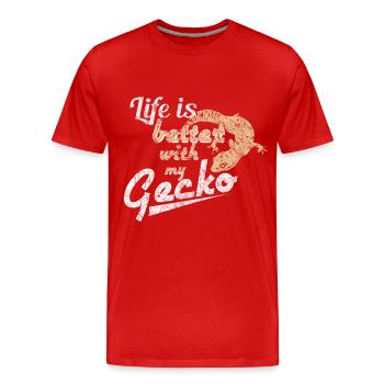 Gecko - Männer Premium Bio T-Shirt - Rot - Vorne - Damien (186cm)