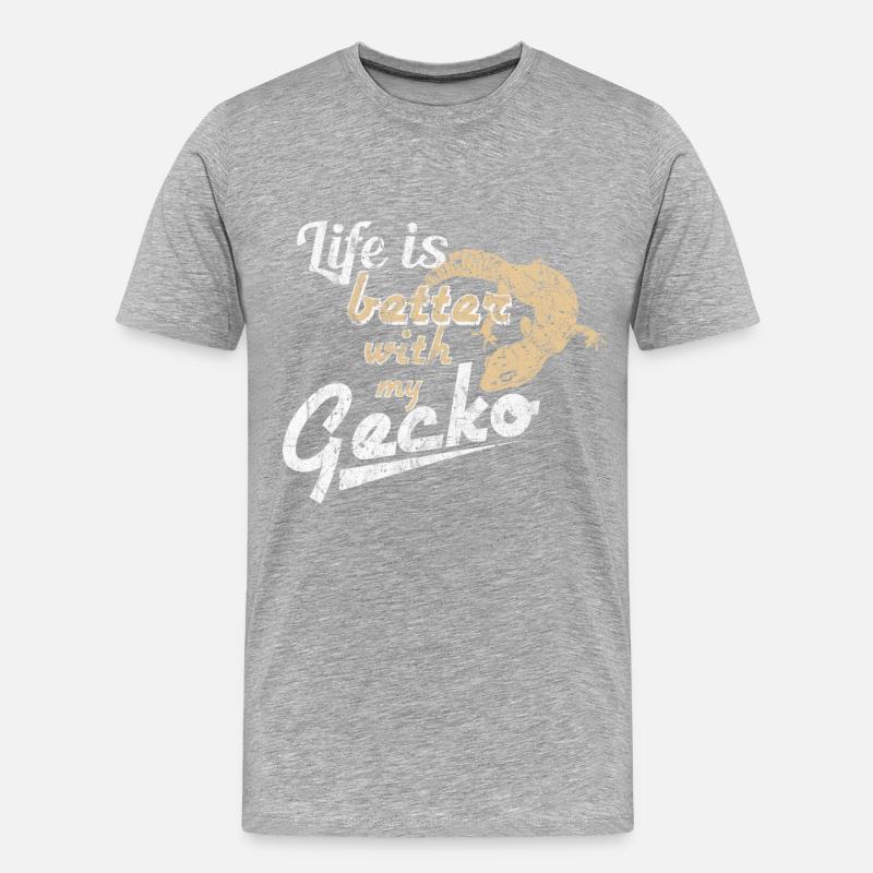 Gecko - Männer Premium Bio T-Shirt - Grau meliert