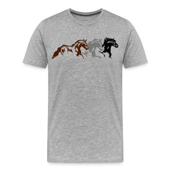 Chevaux, poneys, animaux, étalon, animal - T-shirt bio Premium Homme - gris chiné - Devant - Damien (186cm)