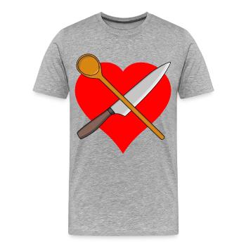 Heart Cooking Spoon Knife Culinary Art Restaurant - Men's Premium Organic T-Shirt - heather grey - Front - Damien (186cm)