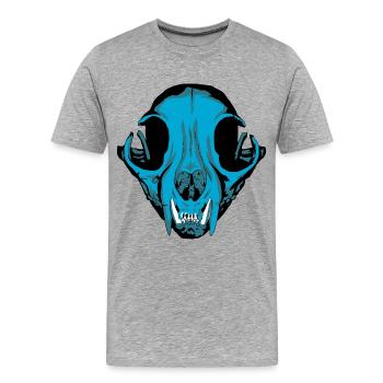 Tête de chien tête de chat tête crâne tête de mort - T-shirt bio Premium Homme - gris chiné - Devant - Damien (186cm)