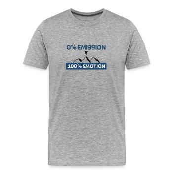 0% d’émission 100% d’émotion - T-shirt bio Premium Homme - gris chiné - Devant - Damien (186cm)