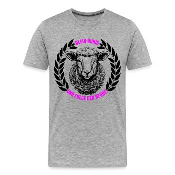 Schaf bleib ruhig und folge der Herde - Männer Premium Bio T-Shirt - Grau meliert - Vorne - Damien (186cm)