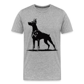 Doberman Design – Watchdog with power and style - Men's Premium Organic T-Shirt - heather grey - Front - Damien (186cm)