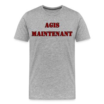 AGIS MAINTENANT - T-shirt bio Premium Homme - gris chiné - Devant - Damien (186cm)