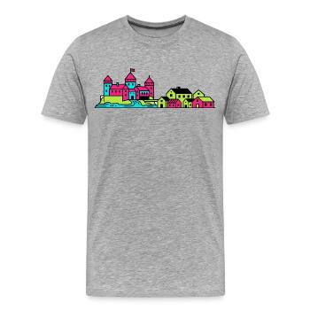 Städtische Skyline der Burg Örebro – Moderne Linienkunst - Männer Premium Bio T-Shirt - Grau meliert - Vorne - Damien (186cm)