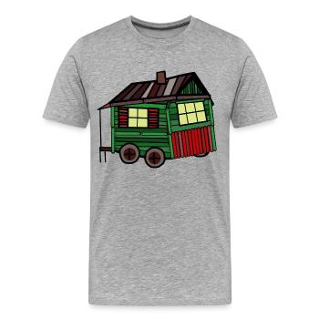 Stolz Bauherr Holz Hütte Bauwagen Selbstgemacht - Männer Premium Bio T-Shirt - Grau meliert - Vorne - Damien (186cm)