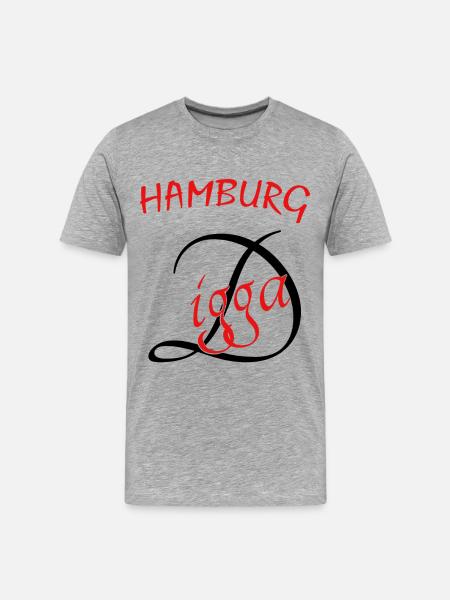 Hamburg Digga - Männer Premium Bio T-Shirt - Grau meliert