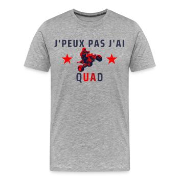 J Peux Pas j ai quad - T-shirt bio Premium Homme - gris chiné - Devant - Damien (186cm)