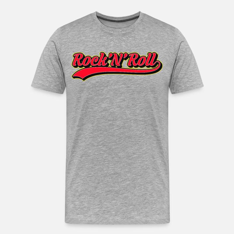 Rock 'N' Roll Retro Script Logo - Männer Premium Bio T-Shirt - Grau meliert