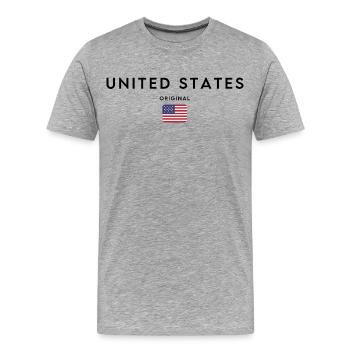 Fierté américaine, design minimaliste et élégant - T-shirt bio Premium Homme - gris chiné - Devant - Damien (186cm)