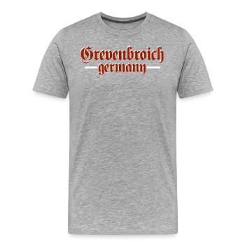 Grevenbroich Mittelalter altdeutsche Schrift - Männer Premium Bio T-Shirt - Grau meliert - Vorne - Damien (186cm)