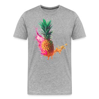 Farbenfrohe Ananas - Männer Premium Bio T-Shirt - Grau meliert - Vorne - Damien (186cm)