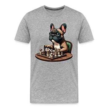 Schach Französische Bulldogge - Männer Premium Bio T-Shirt - Grau meliert - Vorne - Damien (186cm)
