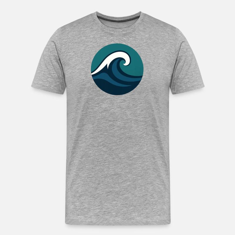 Stylized Ocean Wave - Männer Premium Bio T-Shirt - Grau meliert