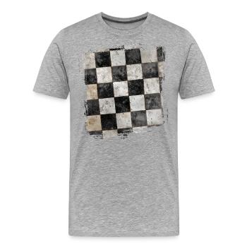 Grunge Schachbrettmuster Schwarz-Weiß Retro - Männer Premium Bio T-Shirt - Grau meliert - Vorne - Damien (186cm)